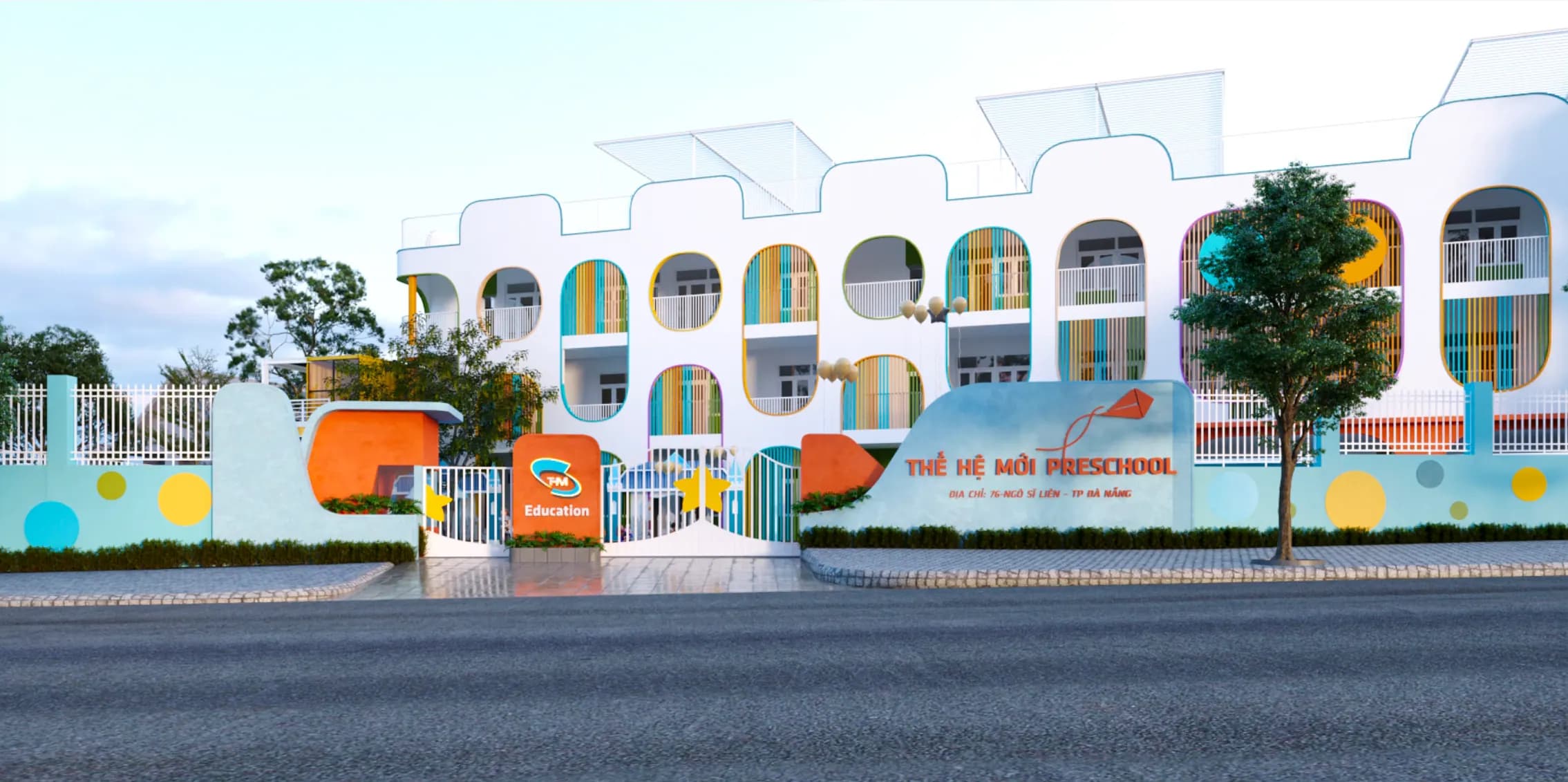 Tòa nhà trường mầm non hiện đại